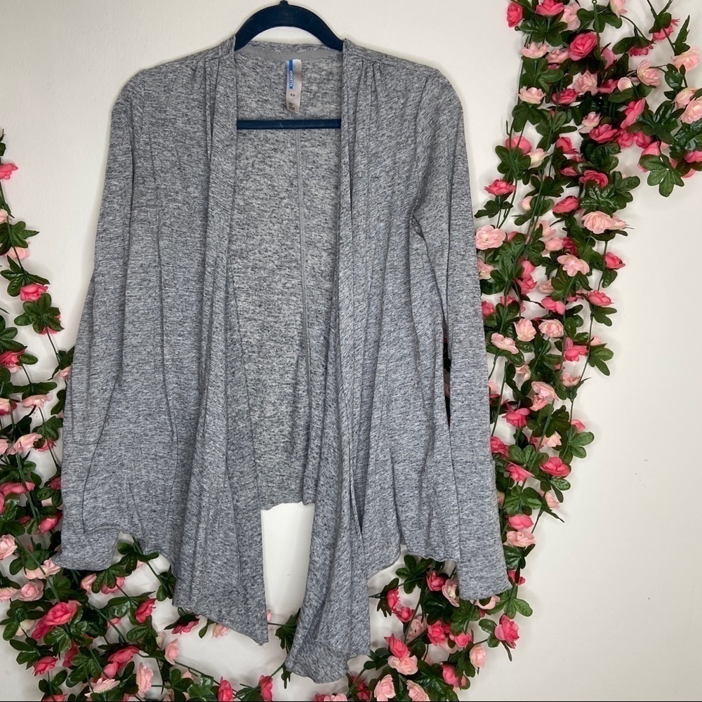 Mondetta Womens Gray Open Front Cardigan Small